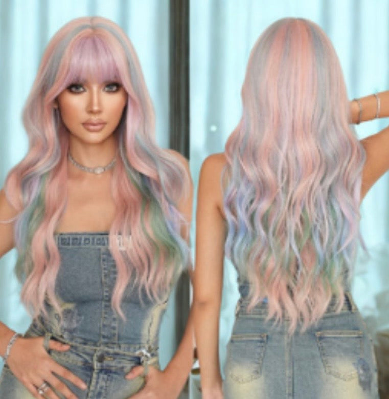 Step into a world of vibrant colors with the Luxotic Rainbow Wig