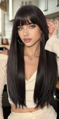 Descubra la elegancia de nuestra peluca de cabello negro
