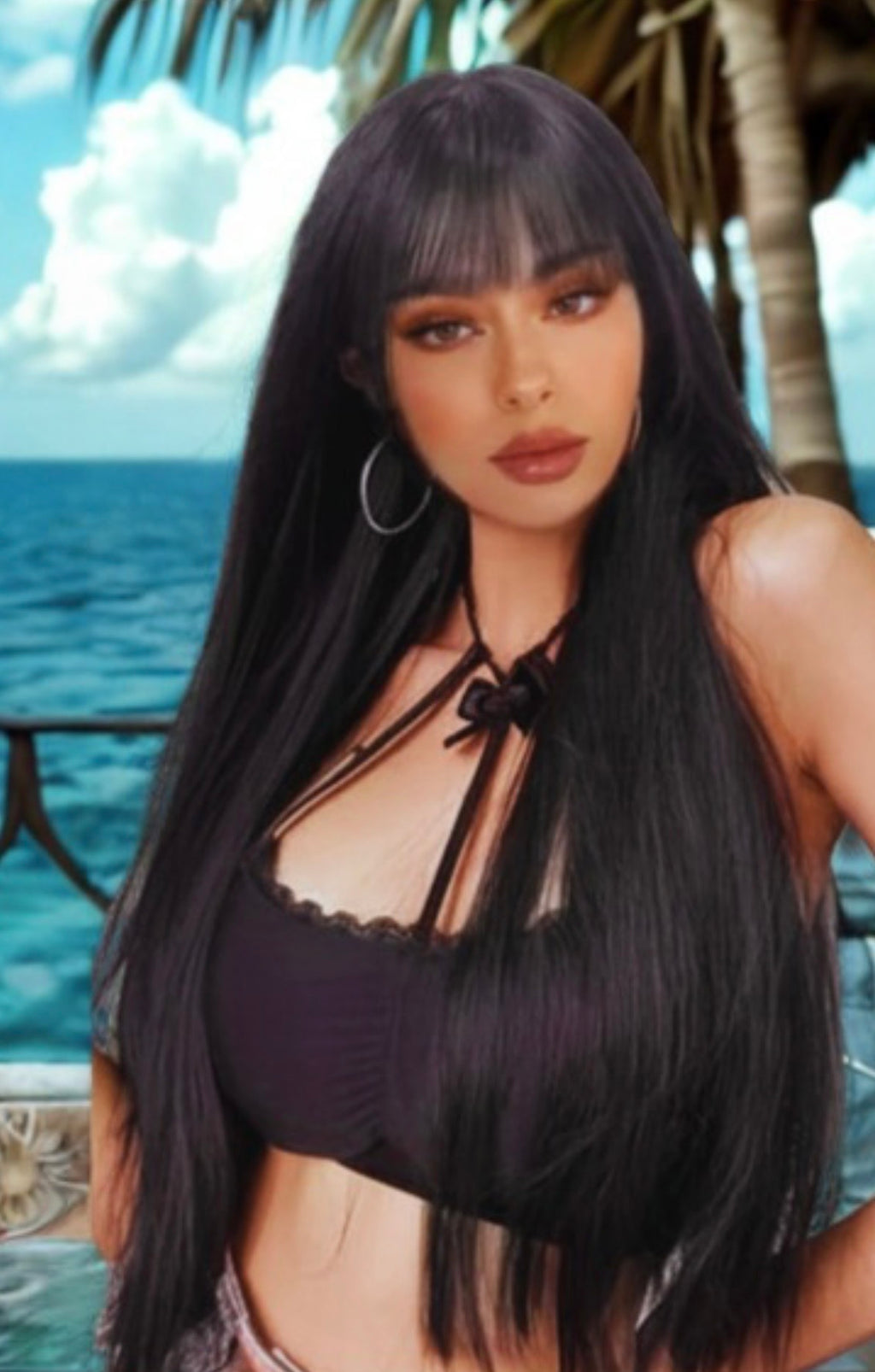 Transforma tu look sin esfuerzo con esta deslumbrante peluca negra de 28 pulgadas