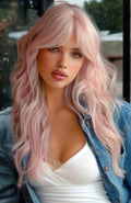 Transforma tu look con la peluca Luxotic Loose Gray & Pink, una exquisita mezcla de fibra de alta temperatura