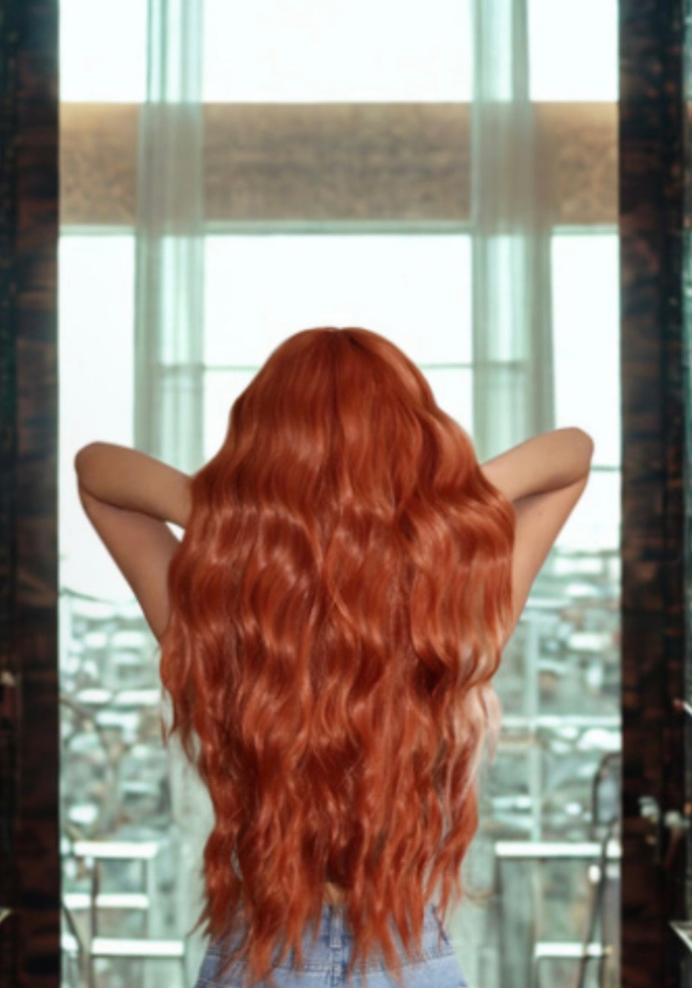 Luxotic orange wig radiating confidence and vibrancy